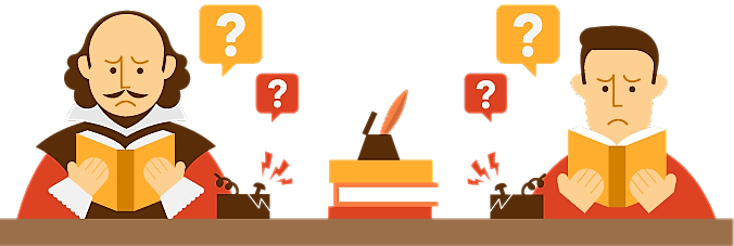 Shakespeare et un homme lambda lisent chacun un livre avec un air dubitatif, un appareil électrique faisant des étincelles à côté d'eux.
https://help.dozuki.com/Tech_Writing/chapter/5